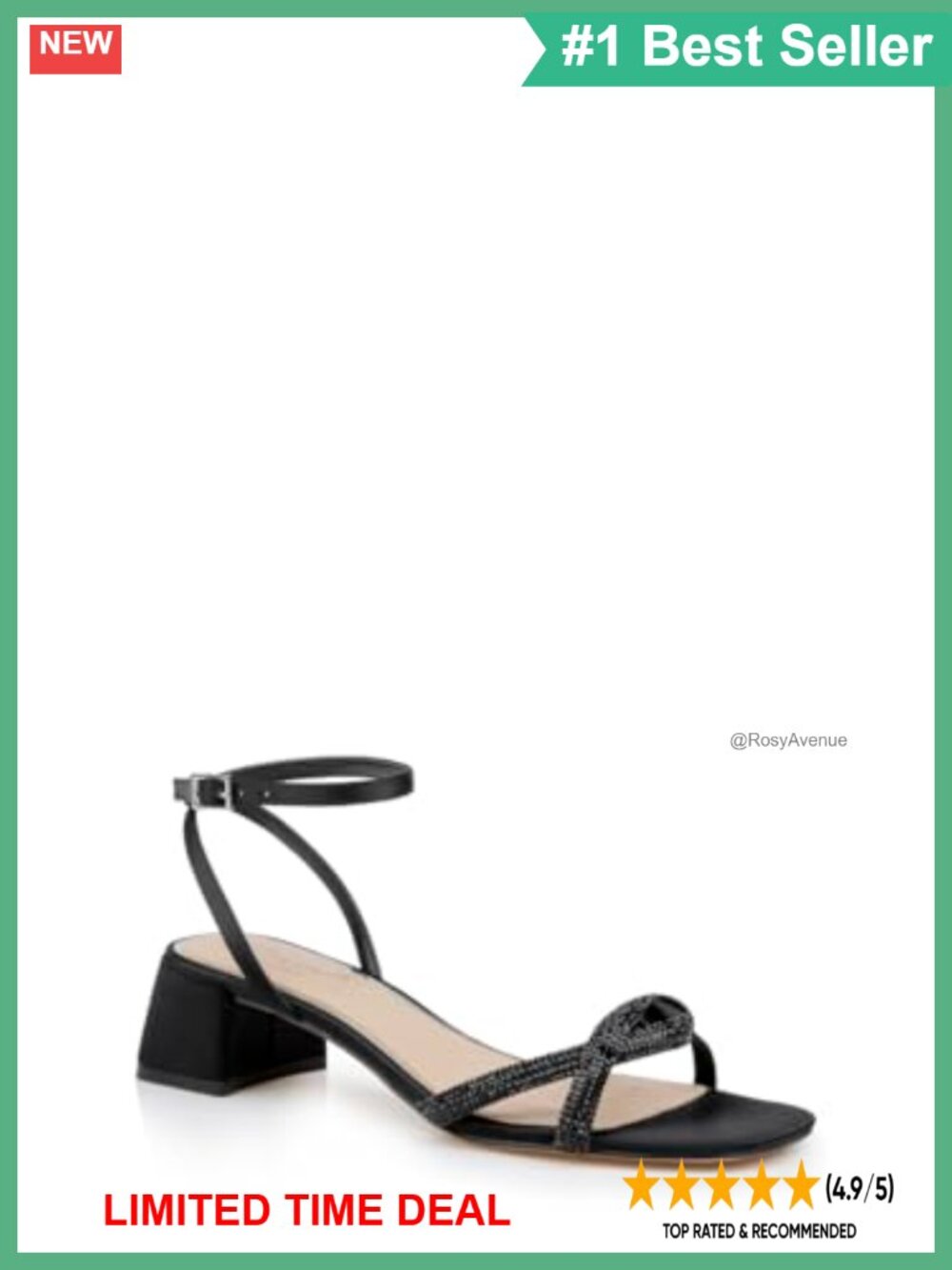Satin Low Block Heel Sandals with Ankle Strap Open Square Toe Buckle
